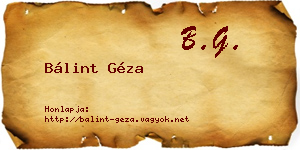 Bálint Géza névjegykártya